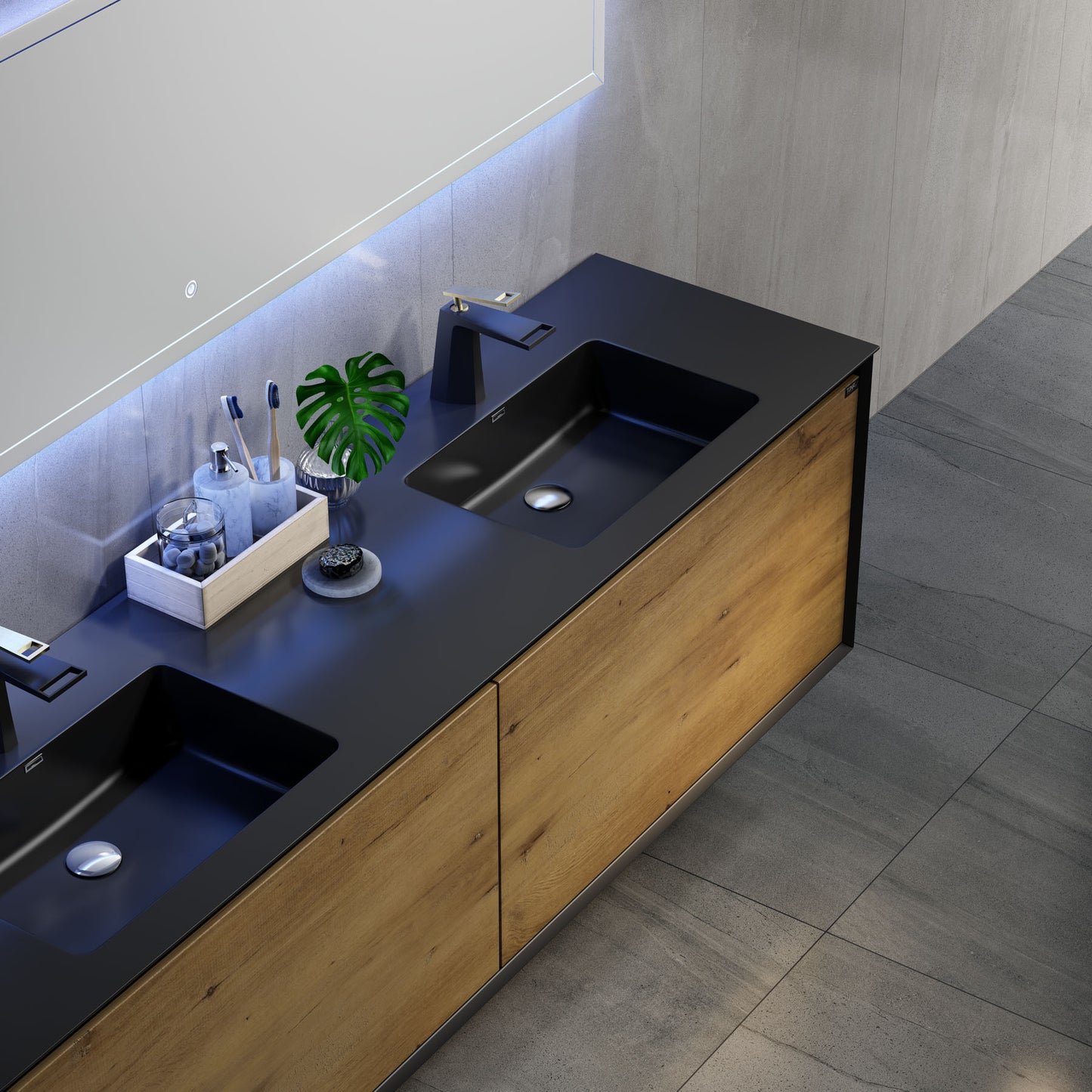 Fabinha-renovation-maison-travaux-avant-apres-construction-fabinhasa-salledebain-luxe-beige-carrelage-douche-moderne-3D-salon-cuisine-salleàmanger-meuble-luxe-moderne-miroir-chêne-black-wc