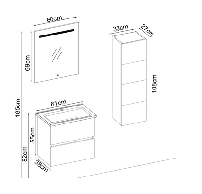 Meuble vasque + Miroir "Porto Dark"